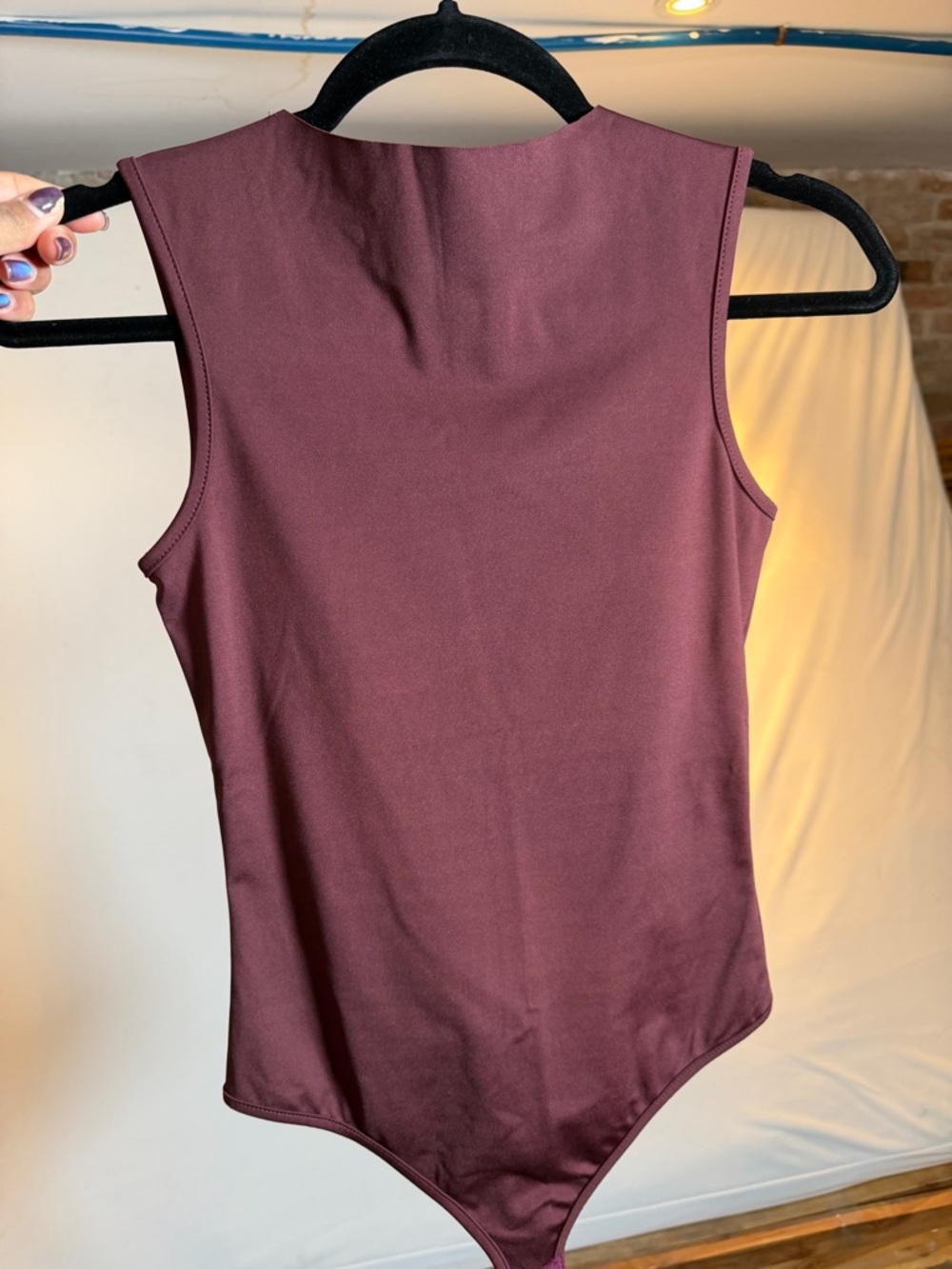 Commense Sleeveless Burgundy Bodysuit Top